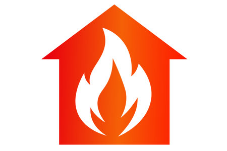 A house and a flame inside. Vector with a gradient.のイラスト素材