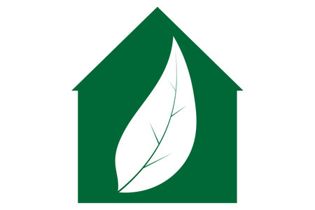 A green house in the middle of a white ECO leafのイラスト素材