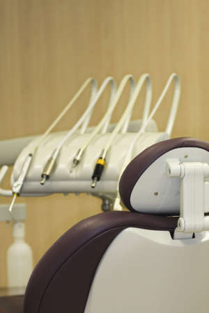 a modern dentist chair with toolsの写真素材