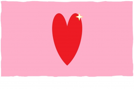 abstract red heart on a pink background with starの写真素材