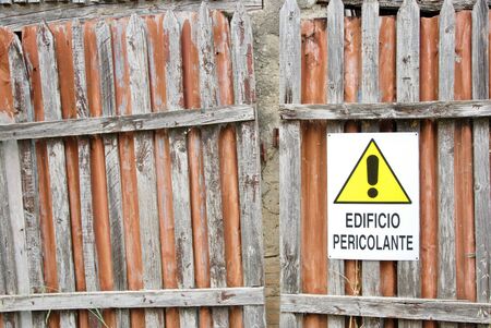 warning signal of danger, dangerous buildingの写真素材