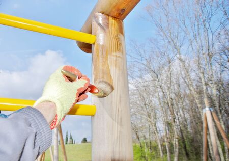 maintenance painting games in the parkの写真素材