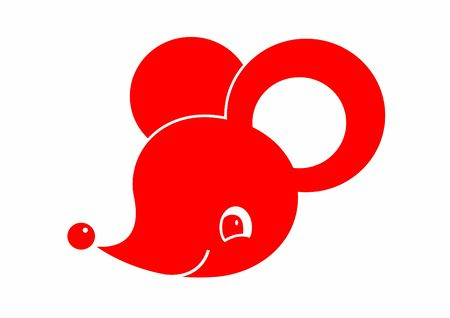 Red cartoon rat headのイラスト素材