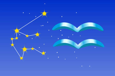 Aquarius zodiac sign and constellationのイラスト素材