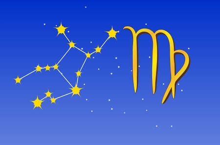 Virgo zodiac sign and constellationのイラスト素材