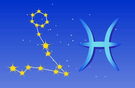 Pisces zodiac sign and constellationのイラスト素材