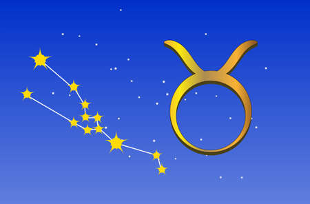 Taurus zodiac sign and constellationのイラスト素材