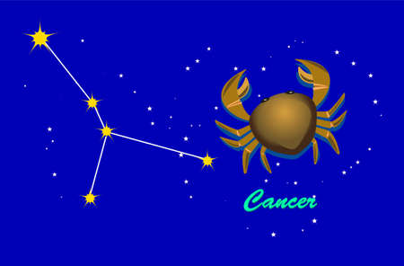 cancer and zodiac sign constellationのイラスト素材