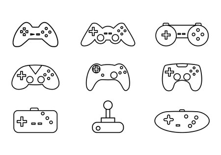 Simple and flat gaming symbol. Game controller icon vector set. Joystick vectorのイラスト素材