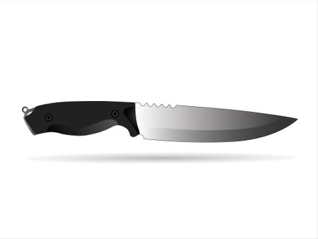 Realistic kitchen knife or survival knife vector illustration isolated on white backgroundのイラスト素材