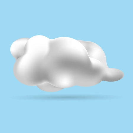 3D white cloud isolated on blue background. Vector illustration of cartoon style clouds floating in the blue skyのイラスト素材