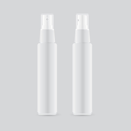 Realistic spray bottles for mock up - Set of white spray bottles. Vector template for advertising, chemical and cosmetic useのイラスト素材
