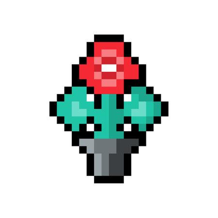 Flower in the pot illustration pixel art 8 bit styleのイラスト素材