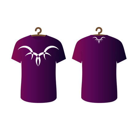 Dark purple metal t-shirt mockup. Shirt vector illustration design isolated on whiteのイラスト素材