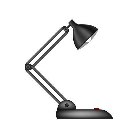 Realistic task table desk lamp vector. Vintage cone lamp model. Lighting device for study room or office roomのイラスト素材