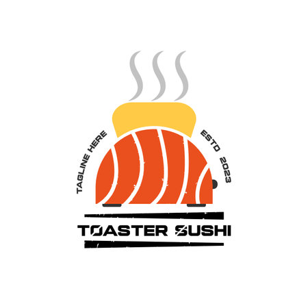 Sushi toaster logo. Vector illustration of a toaster logo with the shape of slices of Japanese sushi foodのイラスト素材