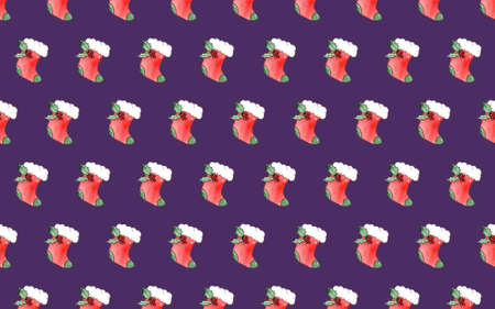 Seamless pattern - Watercolor Christmas sock. Hand-drawn on paper.の写真素材
