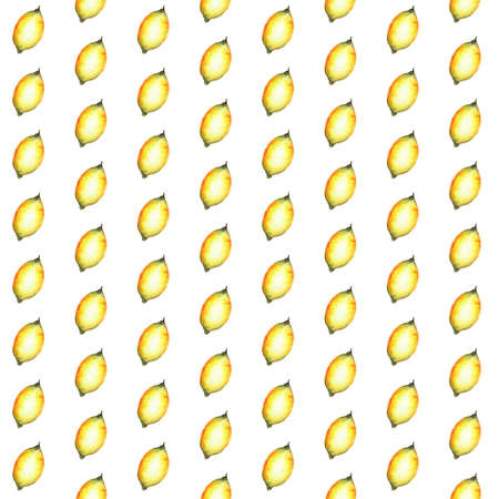Seamless pattern with watercolor lemon hand drawn on white background.