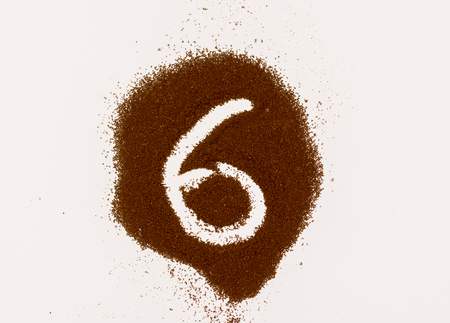 Number made of coffee isolated on white backgroundの写真素材