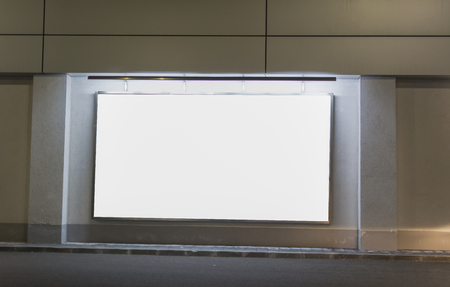 Billboard with white space night lights Blank advertising billboardの写真素材