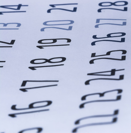 String of calendar numbers, Close-up of calendar numbersの写真素材