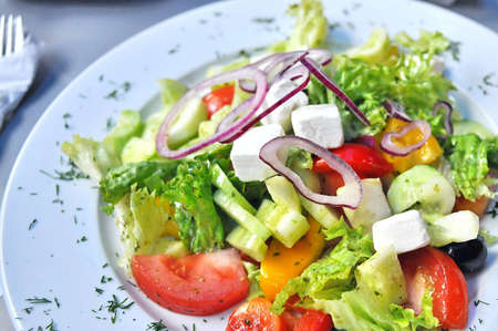 A plate with greece saladの写真素材