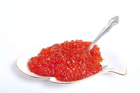 A sauser with fish roe isolated on whtiteの写真素材