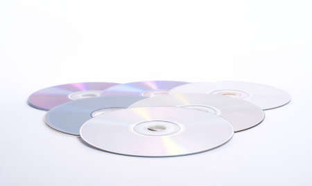 six dvd disks isolated on whiteの写真素材