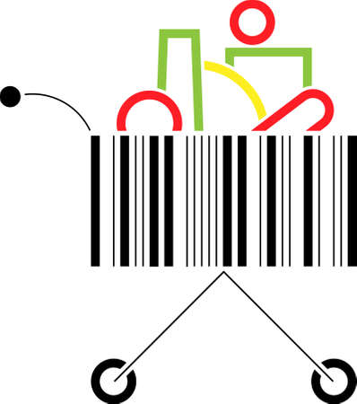 Shopping cart made up of a bar code patternのイラスト素材