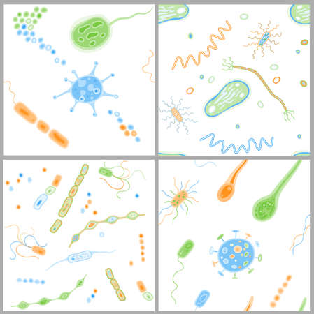 Viruses and bacteria seamless patternsのイラスト素材