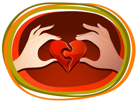 Two halves meet each other or are reunitedのイラスト素材