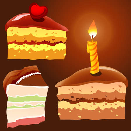  Illustration of three cake piecesのイラスト素材