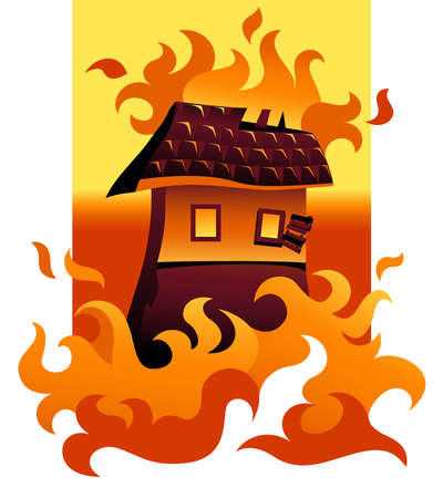 Illustration of a house on fireのイラスト素材