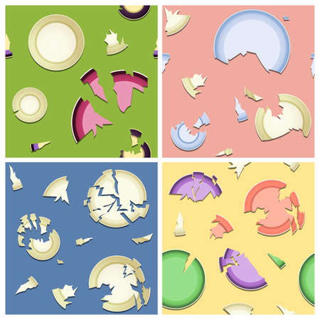 Broken plates. Seamless pattern tilesのイラスト素材