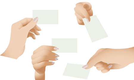  collection of female hands holding blank cardsのイラスト素材