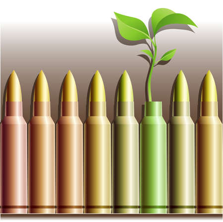 A green sprout shooting out of the shell as a representation of peaceのイラスト素材