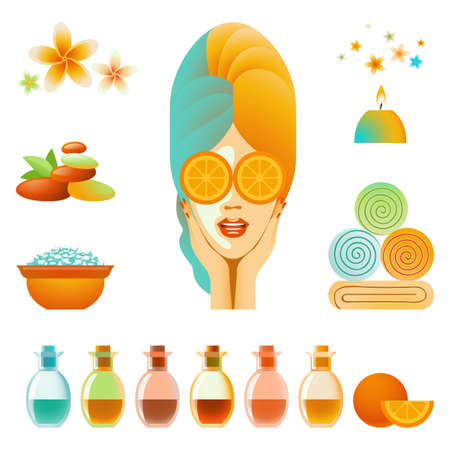 Collection of body care and skin care itemsのイラスト素材