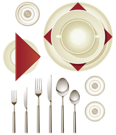 Collection of dinnerware for creating your own table settingのイラスト素材