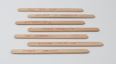 Hand written motivational quotes to boost people's self esteem.の写真素材