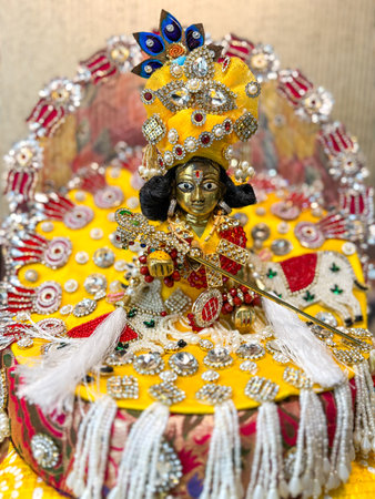 A close up shot of ladoo gopal , lord krishna.の写真素材