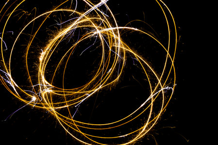 Light painting using crackers with long exposureの写真素材