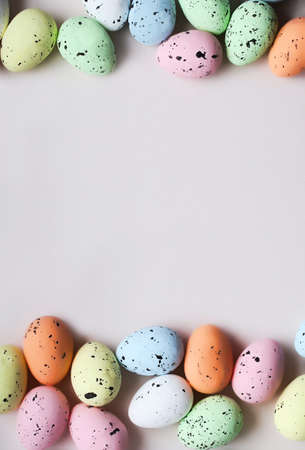 Frame from different colorful easter eggs.Place for text.
