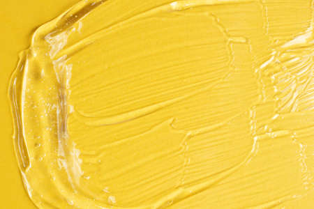 Cosmetic textured gel on the yellow background.Copy space for text,mockup concept.