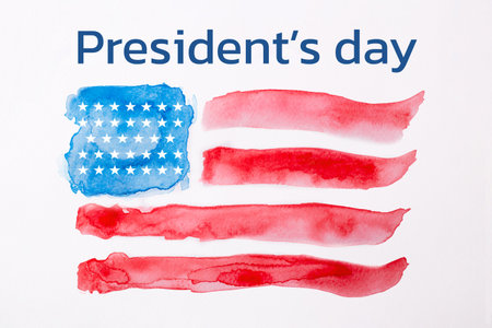 Watercolor american flag,concept of presidents day.の写真素材
