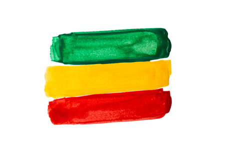 Hand drawing three stripes - green, orange and red - concept of black history month.の写真素材