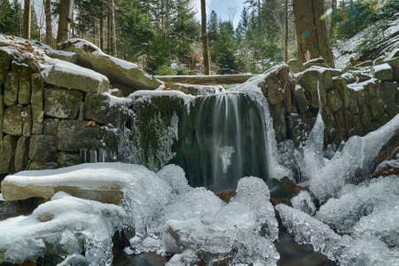 The turn of winter and spring in the mountainsの写真素材