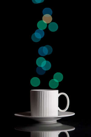  Bokeh coffee black backgroundの写真素材