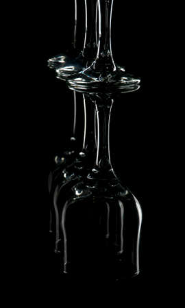  Cups of wine and water on black backgroundの写真素材