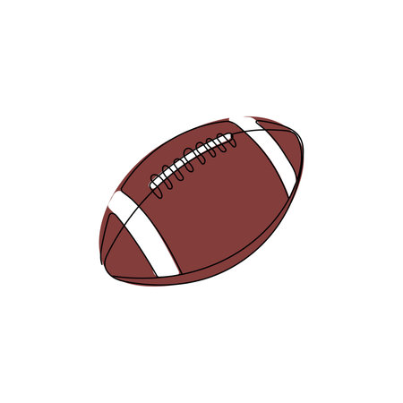 Brown ball for american football. rugby ball. sports equipment. Line art vector illustration.のイラスト素材