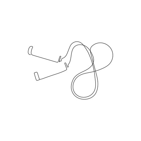 Skipping rope, jump rope. Sports fitness equipment. Cardio training. One line art. Vector illustration.のイラスト素材